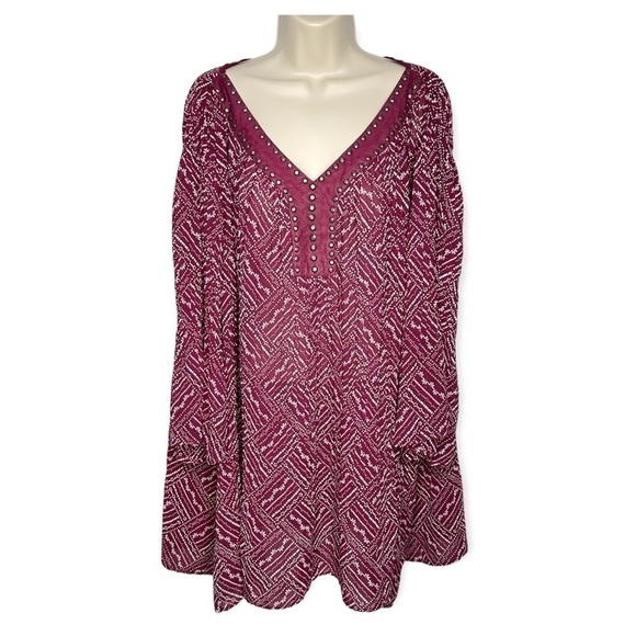 Woman Within Plus Size 3/4 Sleeve Semi Sheer Floral Pattern Tunic Size 26/28 2X - Picture 2 of 8